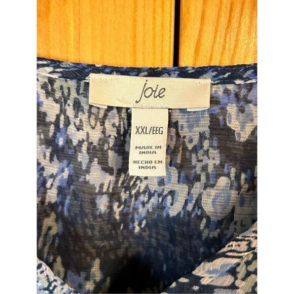 Joie XXL Parisian Paisley Blue Printed Midi Dress Tiered Flowy (4823) - Picture 4 of 6